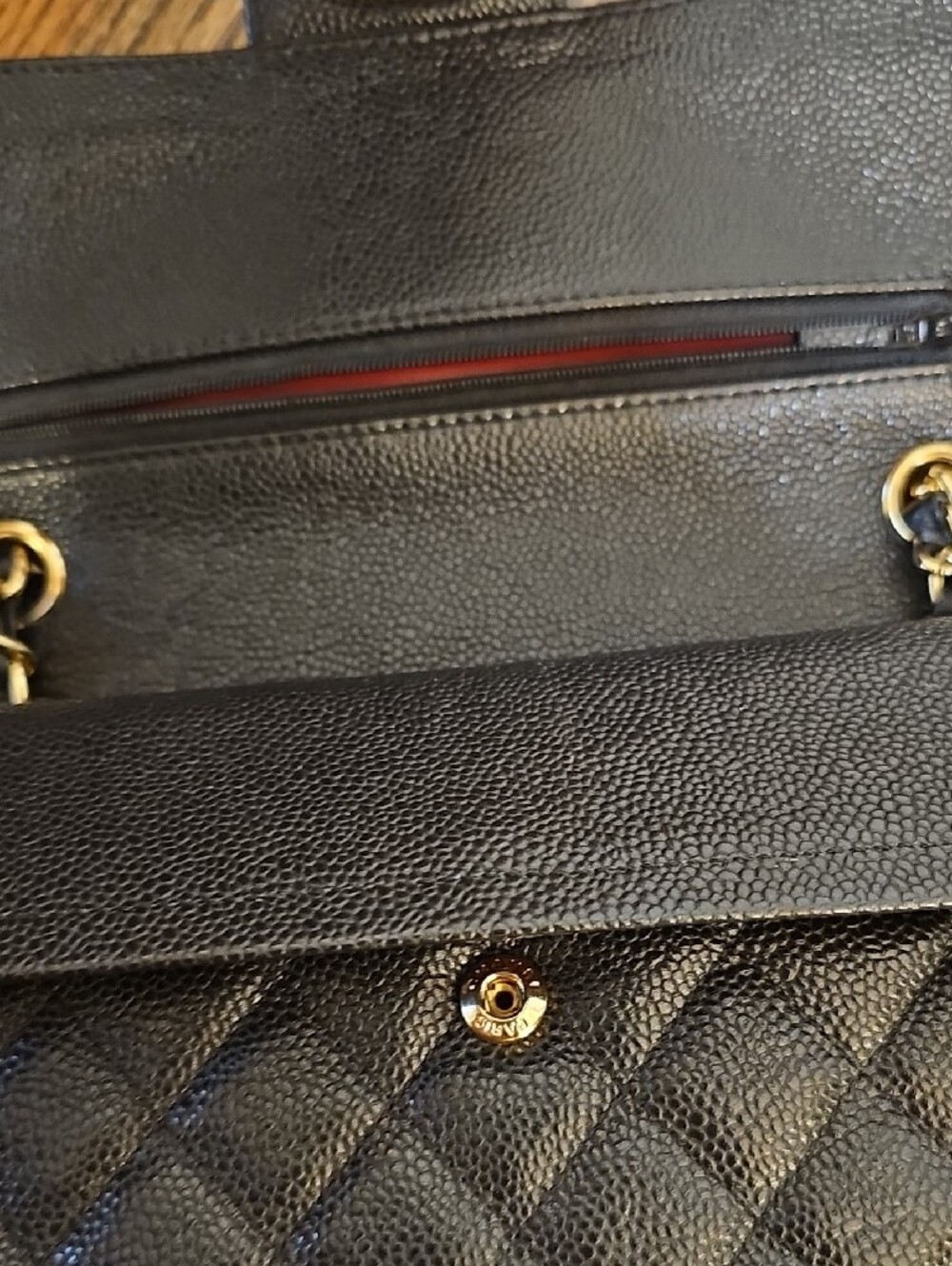 Black Quilted Shoulder Classic Flap Bag with Gold Chain Strap - Picture 7 of 16